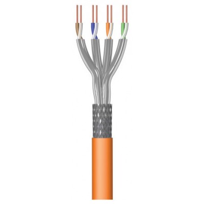 CABLE DE RED CAT 7 S/FTP AWG23/1 CU DE 100 METROS CUBIERTA LSZH NARANJA.