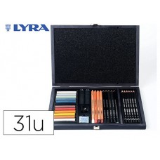 SET DIBUJO CAJA DE MADERA 31 UDS. LYRA L2054002 (Espera 4 dias)