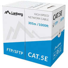 BOBINA CAT.5E LANBERG FTP RJ45 SOLIDO COBRE FLUKE TESTED AWG24 305M GRIS