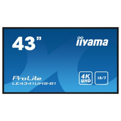 iiyama LE4341UHS-B1 pantalla de señalización Pantalla plana para señalización digital 108 cm (42.5") LCD 350 cd / m² 4K Ultra HD Negro 18/7 (Espera 4 dias)