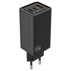 LEOTEC CARGADOR 65W GaN CARGA RAPIDA 2 USB TIPO-C PD 1 USB-A NEGRO