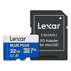 LEXAR 32GB BLUE PLUS MICROSDHC UHS-I WITH SD ADAPTER, UP TO 100MB/s READ C10 A1 V10 U1 (Espera 4 dias) LEXAR 32GB BLUE PLUS MICROSDHC UHS-I WITH SD ADAPTER, UP TO 100MB/s READ C10 A1 V10 U1 (Espera 4 dias)
