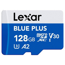 LEXAR 128GB BLUE PLUS MICROSDHC UHS-I WITH SD ADAPTER, UP TO 170MB/s READ C10 A2 V30 U3 (Espera 4 dias) LEXAR 128GB BLUE PLUS MICROSDHC UHS-I WITH SD ADAPTER, UP TO 170MB/s READ C10 A2 V30 U3 (Espera 4 dias)