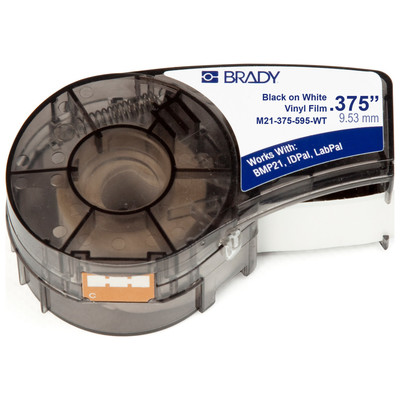 BRADY BMP21 Series Vinyl Labels Black on White 3/8" 9.5mm x 6.4mm, Blanco sobre negro BRADY BMP21 Series Vinyl Labels Black on White 3/8" 9.5mm x 6.4mm, Blanco sobre negro
