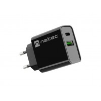 CARGADOR NATEC RIBERA 20W 1XUSB-A + 1XUSB-C PD3.0 QC3.0 NEGRO