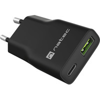 CARGADOR NATEC RIBERA SLIM 20W 1XUSB-A + 1xUSB-C PD3.0 QC3.0 PROTECCION OVP,OCP,SCP Y OTP NEGRO CARGADOR NATEC RIBERA SLIM 20W 1XUSB-A + 1xUSB-C PD3.0 QC3.0 PROTECCION OVP,OCP,SCP Y OTP NEGRO