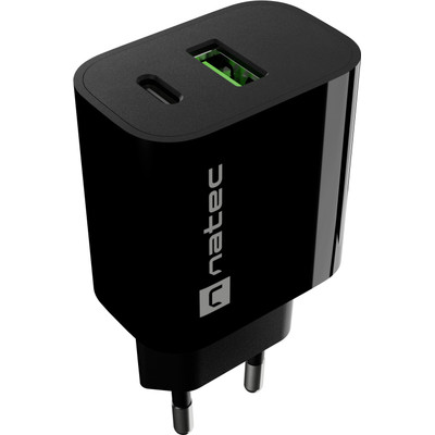 CARGADOR NATEC RIBERA 20W 1XUSB-A QC3.0 + 1XUSB-C PD3.0 NEGRO CARGADOR NATEC RIBERA 20W 1XUSB-A QC3.0 + 1XUSB-C PD3.0 NEGRO