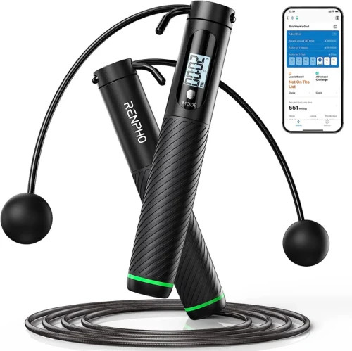 RENPHO SMART JUMP ROPE - ADDITIONAL CORDLESS OPTION - BLACK (Espera 4 dias)