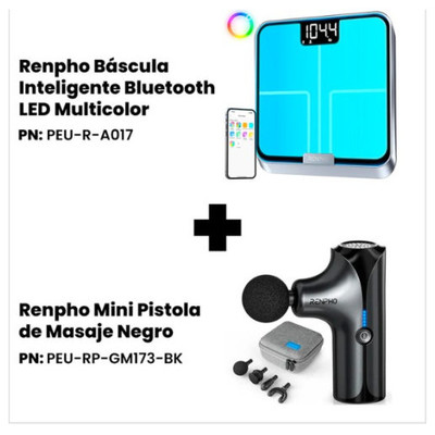 RENPHO BALANCE CONNECTEE RENPHO ELIS CHROMA A017 + PISTOLET DE MASSAGE RENPHO MINI GM173 (Espera 4 dias) RENPHO BALANCE CONNECTEE RENPHO ELIS CHROMA A017 + PISTOLET DE MASSAGE RENPHO MINI GM173 (Espera 4 dias)