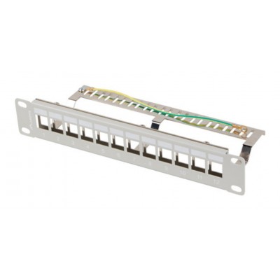 PATCH PANEL LANBERG 12 PUERTOS 1U RACK 10" FTP PARA MODULOS KEYSTONE GRIS