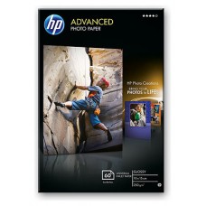 HP Papel fotografico satinado avanzado 250g/m2, 10x15cm, sin bordes, 60 hojas