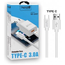 CARGADOR DE PARED DIGIVOLT QC-2457 USB 3.0 A CON CABLE