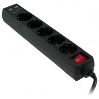 REGLETA 3GO REG5USB 5TOMAS 2USB NEGRA C/INTERRUPTOR (Espera 4 dias)