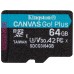 MICROSD KINGSTON 64GB CL10 UHS-I CANVAS GO PLUS (Espera 4 dias)