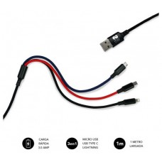 SUBBLIM Cable Premium 3in1 3.0 (Micro USB+Type C+Lightning) (Espera 4 dias)