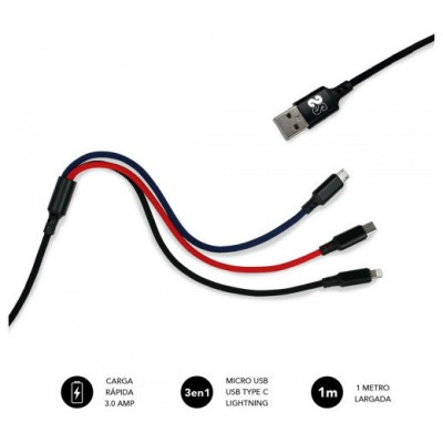 SUBBLIM Cable Premium 3in1 3.0 (Micro USB+Type C+Lightning) (Espera 4 dias)
