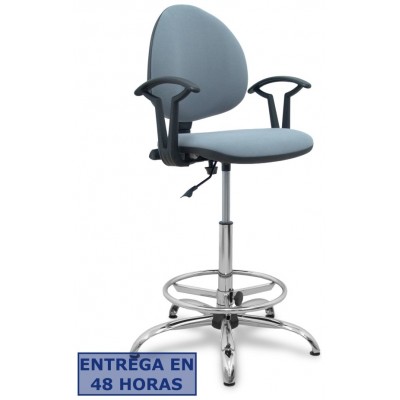 PIQUERAS Y CRESPO NOWY STYL Taburete Smart micro gris brazos fijos base cromada y topes
