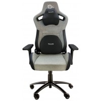 Talius silla Raptor gaming negra/gris tela transpirable, 4D, Frog, base metal, ruedas nylon