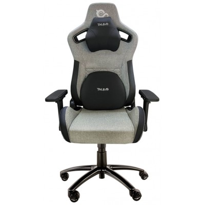 Talius silla Raptor gaming negra/gris tela transpirable, 4D, Frog, base metal, ruedas nylon