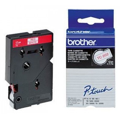 BROTHER Cinta laminada blanco/rojo 12mm, 7,7m