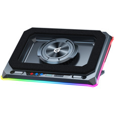 CONCEPTRONIC THYIA03B Base de refrigeracion para portatiles gaming con ventilador tipo turbina, Hub USB, RGB, espuma sellada y soporte para movil THYIA03B Turbo