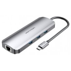 DOCKING STATION 9 PUERTOS USB-C HDMI/3xUSB-A/USB-C PD/RJ45/LECTOR.. GRIS VENTION (Espera 4 dias)