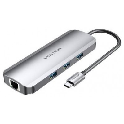 DOCKING STATION 9 PUERTOS USB-C HDMI/3xUSB-A/USB-C PD/RJ45/LECTOR.. GRIS VENTION (Espera 4 dias)