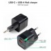 Tooq Cargador pared USB-C PD +USB-A QC 20W Negro