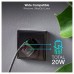 Tooq Cargador pared USB-C PD +USB-A QC 20W Negro