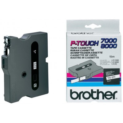 BROTHER Cinta laminada Blanco / negro 6 mm