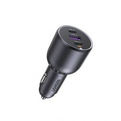 Ugreen 130W 3-Port Fast Car Char gray Auriculares, Ordenador port&aacute;til, Tel&eacute;fono m&oacute;vil, Port&aacute;til, Bater&iacute;a port&aacute;til, Tel&eacute;fono Gris Encendedor de cigarrillos Auto (Espera 4 dias)