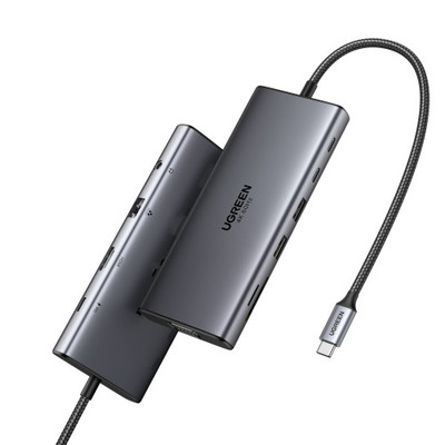 Ugreen 11-in-1 USB-C Hub to 3x USB-C/2x USB-A/HDMI/VGA/RJ45/SD/TF/3.5mm - Gray Acoplamiento Base Gris (Espera 4 dias) Ugreen 11-in-1 USB-C Hub to 3x USB-C/2x USB-A/HDMI/VGA/RJ45/SD/TF/3.5mm - Gray Acoplamiento Base Gris (Espera 4 dias)