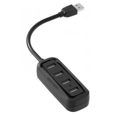HUB 4 PUERTOS USB 2.0 4xUSB 0.50 M NEGRO VENTION (Espera 4 dias)