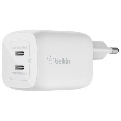 Cargador De Pared Belkin Wch013vfwh Doble Usb-c Gan