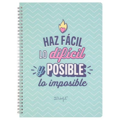 LIBRETA - HAZ FÁCIL LO DIFÍCIL Y POSIBLE LO IMPOSIBLE MR WONDERFUL WOA11058ES (Espera 4 dias)